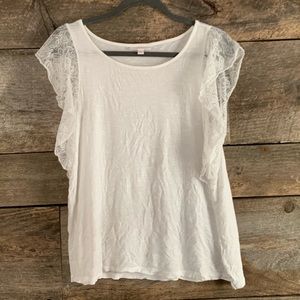 Lace flutter sleeve blouse